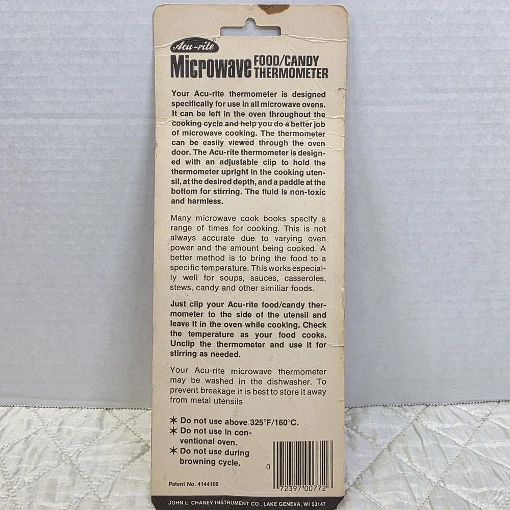 Vintage Acu-Rite Microwave Food and Candy thermometer -NEW-